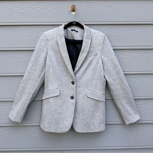 Tommy Hilfiger Women's Elbow-Patch Button-Cuff Blazer Light Grey Size 12
